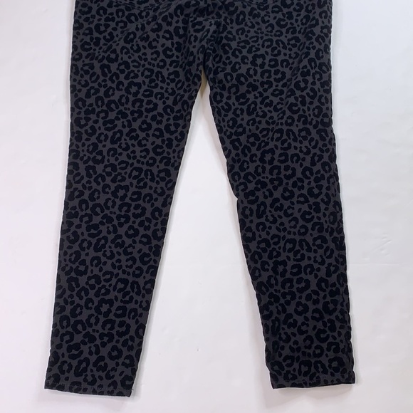 Madewell leopard print flocked velvet black mid-rise skinny pants 32 - Picture 8 of 11